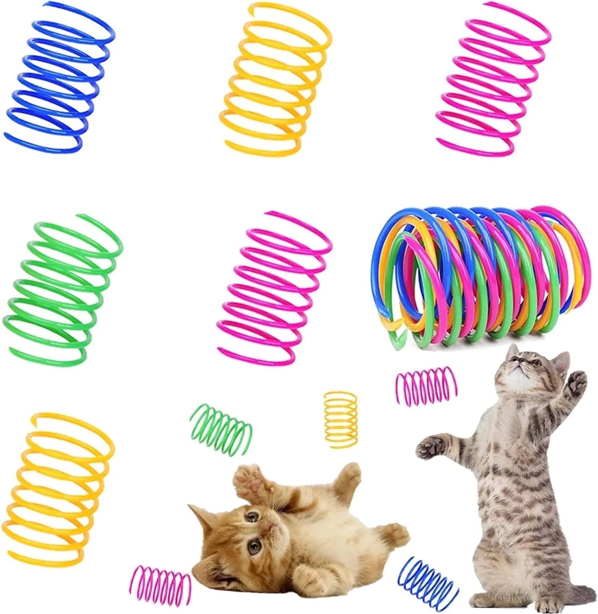 40-Pack Colorful Cat Spiral Springs - Durable Plastic Coils for Indoor Play, Ideal for Swatting, Biting, and Hunting