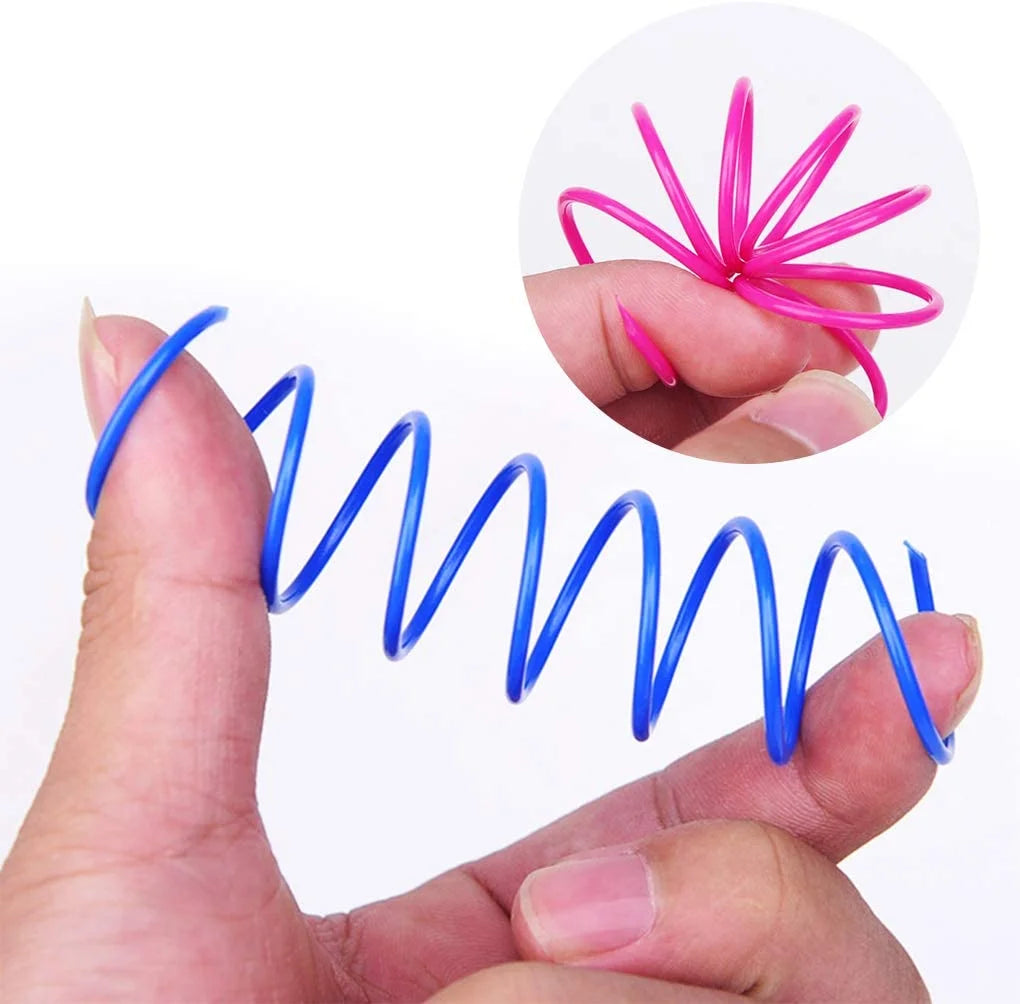 40-Pack Colorful Cat Spiral Springs - Durable Plastic Coils for Indoor Play, Ideal for Swatting, Biting, and Hunting