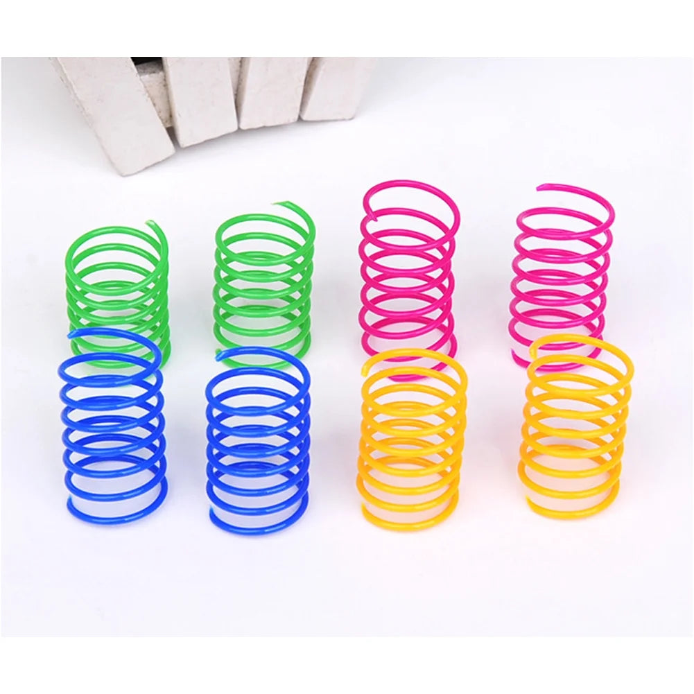 40-Pack Colorful Cat Spiral Springs - Durable Plastic Coils for Indoor Play, Ideal for Swatting, Biting, and Hunting